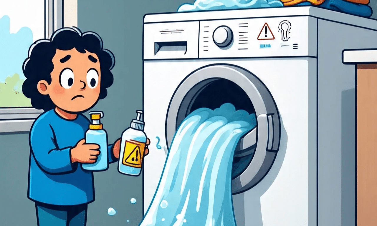 Wat er gebeurt als je afwasmiddel in de wasmachine doet (en waarom mensen het blijven doen)